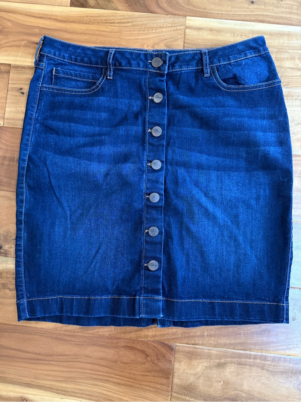Ricki's Dark Blue Button-Front Denim Mini Skirt